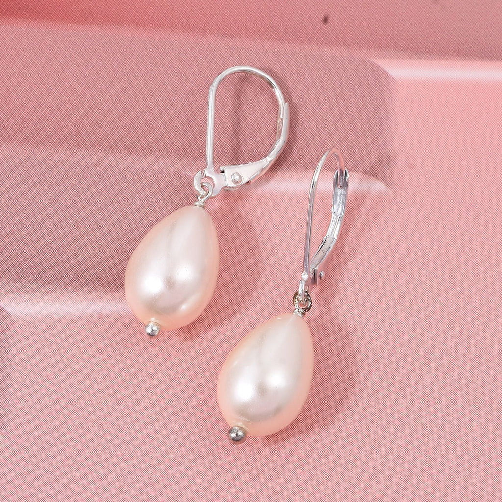 Rosa Muschelkernperle Ohrringe 925 Silber