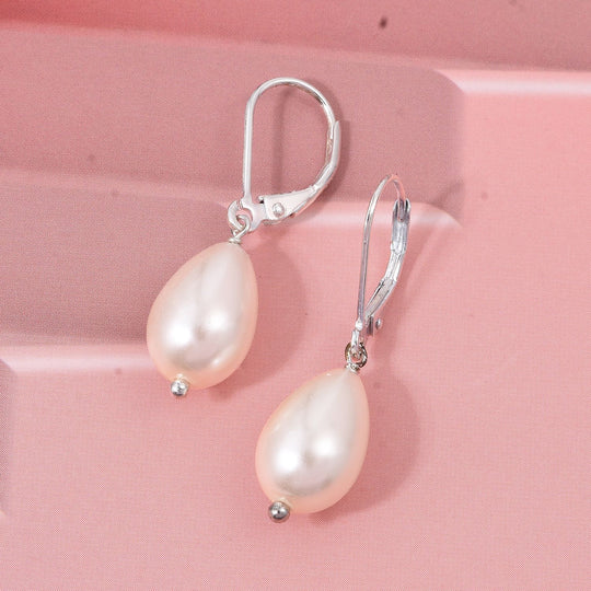 Rosa Muschelkernperle Ohrringe 925 Silber