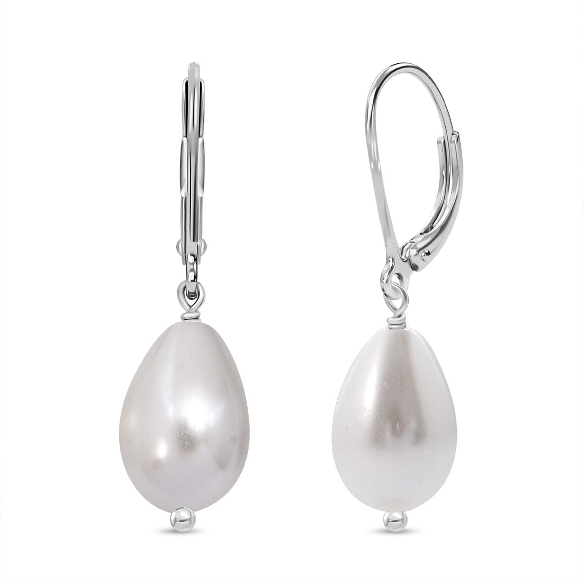Weiße Muschelkernperle Ohrringe 925 Silber
