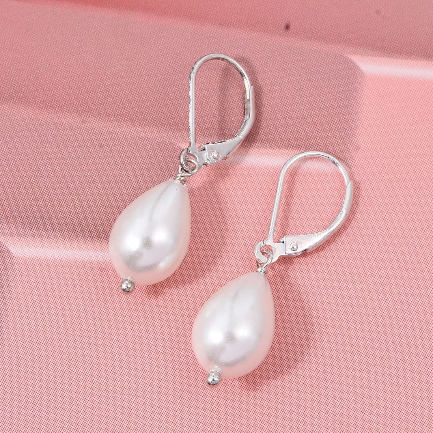 Weiße Muschelkernperle Ohrringe 925 Silber
