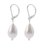 Weiße Muschelkernperle Ohrringe 925 Silber