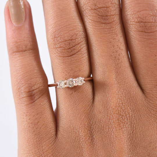 D'Joy Natürlicher Champagner Diamant Ring 925 Silber 750 Roségold Vermeil ca. 0,50 ct