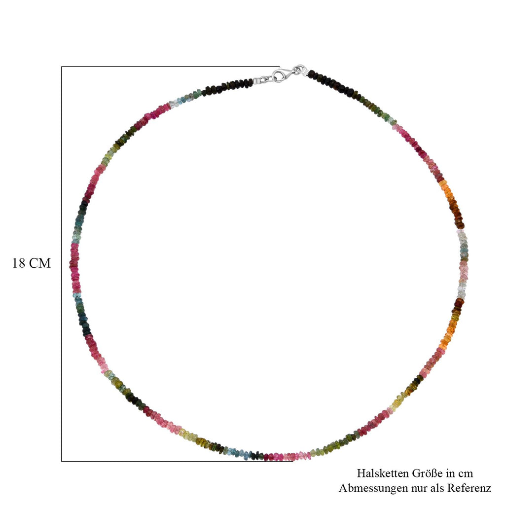 Mehrfarbige-Turmalin Halskette ca. 45 cm 925 Silber ca. 40.00 ct