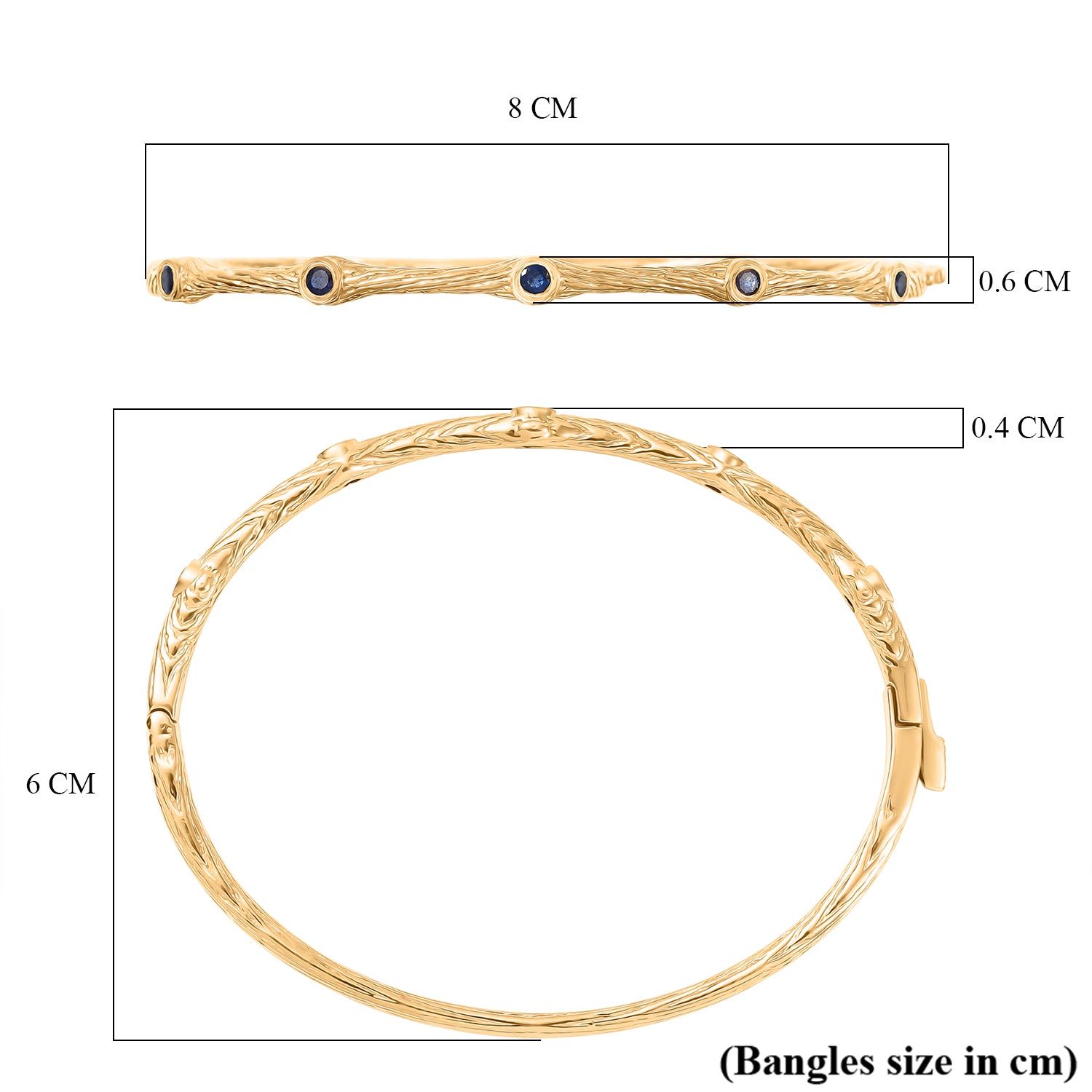 Masoala Saphir (Fissure gefüllt) Armreif ca. 19 cm Nickelfreies Messing ca. 0.79 ct