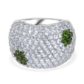 D'Joy Weißer Zirkon, Natürlicher Chromdiopsid Ring 925 Silber Rhodiniert (Größe 17.00) ca. 7,97 ct