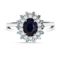 D'Joy Masoala Saphir (Fissure gefüllt), Weißer Zirkon Ring 925 Silber rhodiniert (Größe 21.00) ca. 2,85 ct