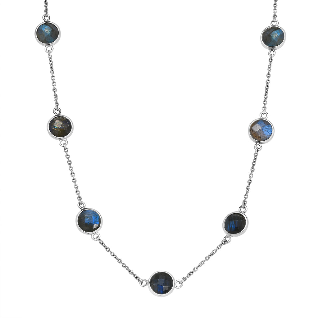 Labradorit Halskette ca. 50 cm 316L Edelstahl ca. 26.83 ct