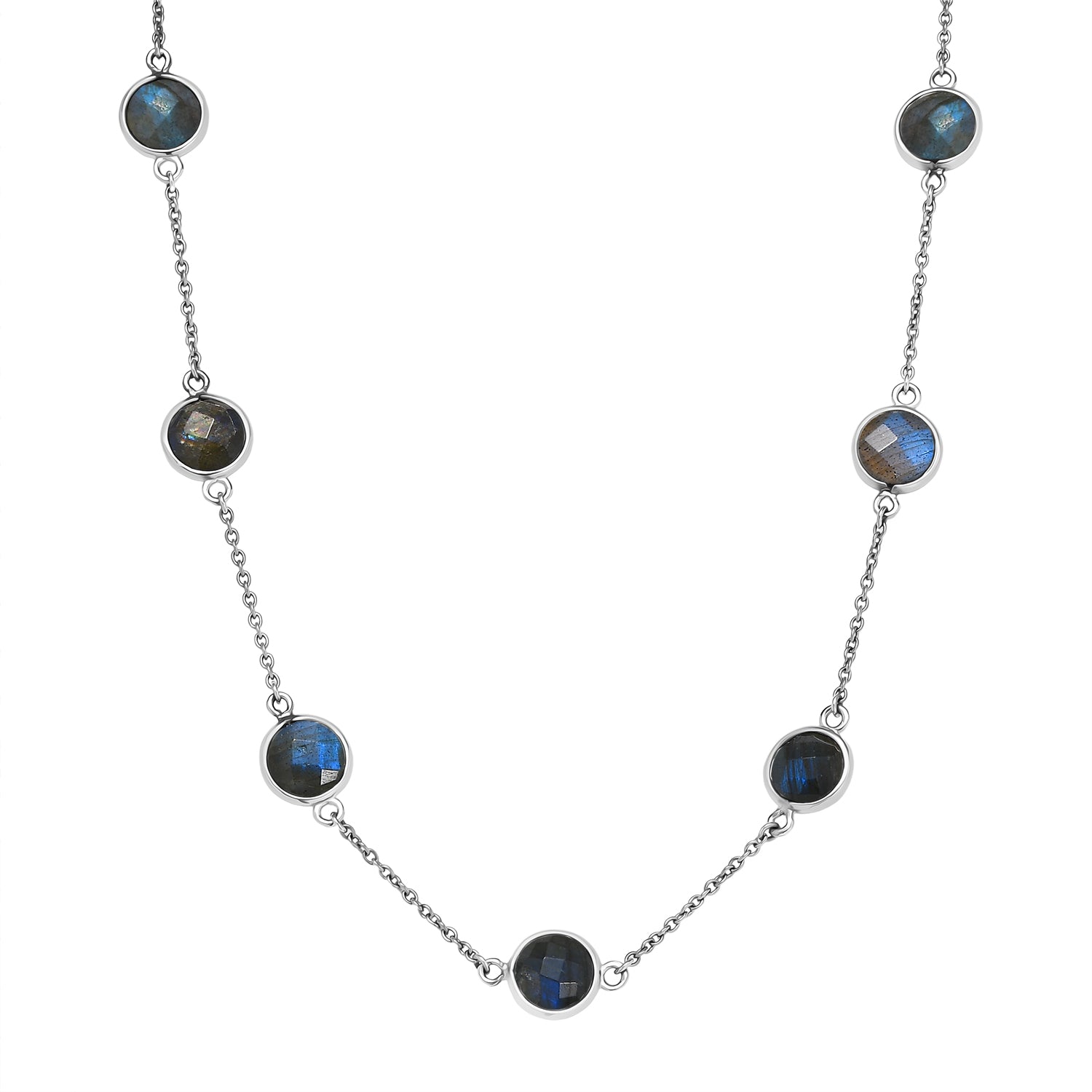 Labradorit Halskette ca. 50 cm 316L Edelstahl ca. 26.83 ct