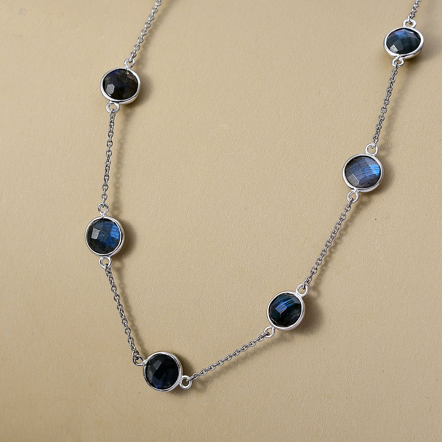Labradorit Halskette ca. 50 cm 316L Edelstahl ca. 26.83 ct