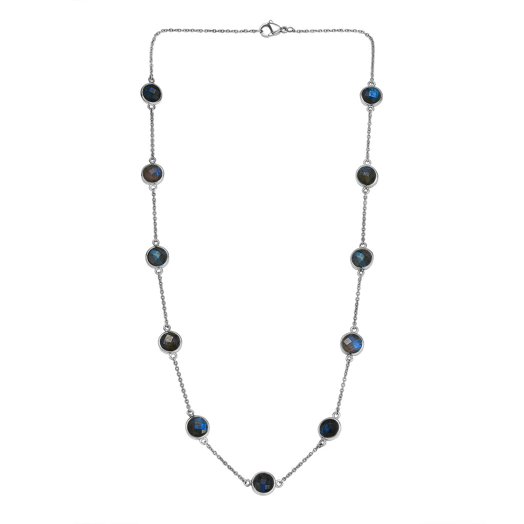 Labradorit Halskette ca. 50 cm 316L Edelstahl ca. 26.83 ct