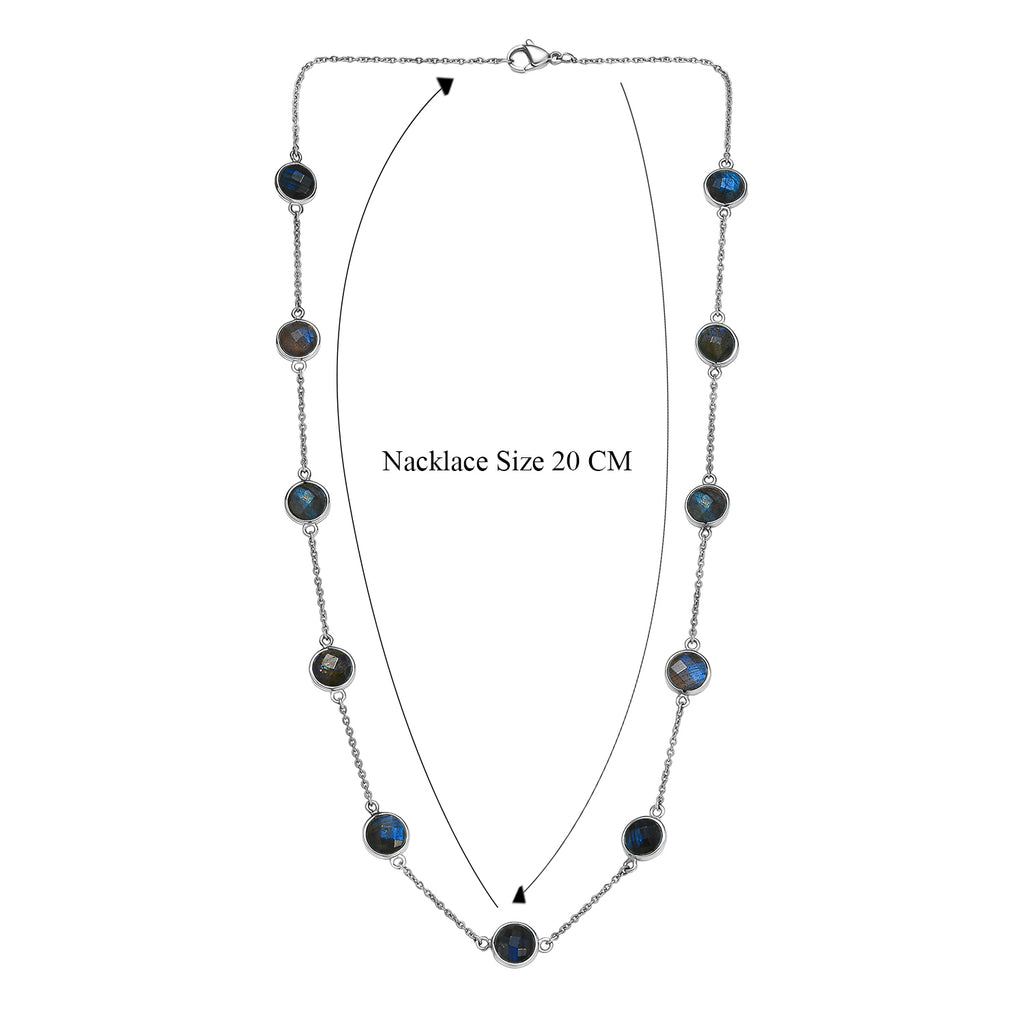 Labradorit Halskette ca. 50 cm 316L Edelstahl ca. 26.83 ct