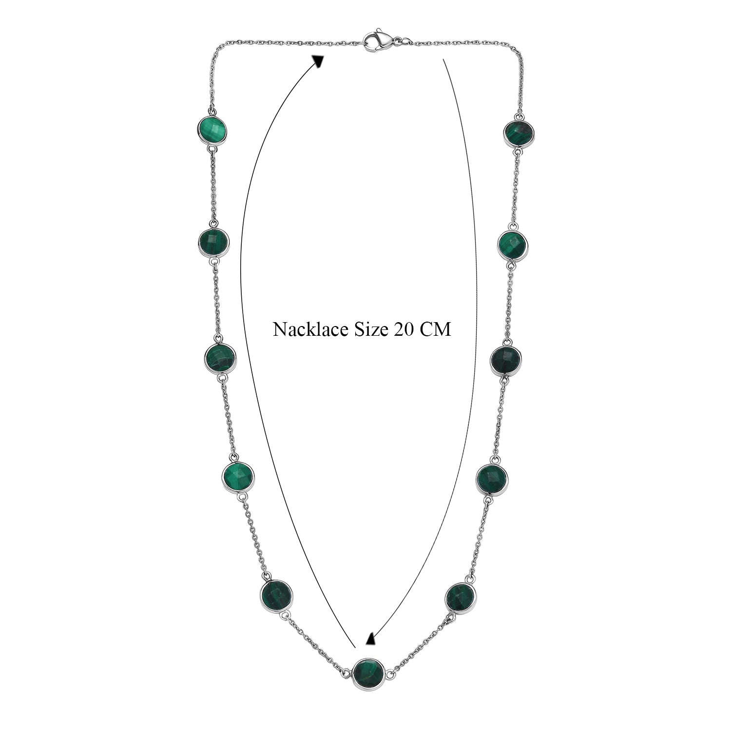 Malachit Halskette ca. 50 cm 316L Edelstahl ca. 38.09 ct