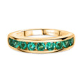 AAA Lab Grown Kolumbianischer Smaragd Ring 925 Silber 750 Gelbgold Vermeil (Größe 17.00) ca. 0.95 ct
