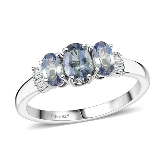 D'Joy Pfau Tansanit Ring 925 Silber rhodiniert (Größe 20.00) ca. 1.12 ct