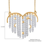 GP Amore Kollektion - Weißer Zirkon, Kanchanaburi Blauer Saphir Halskette ca. 50 cm 925 Silber Rhodiniert und 750 Gelbgold Vermeil ca. 4.44 ct