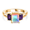 D'Joy AA Natürlicher, äthiopischer Welo Opal, Lusaka Amethyst Ring 925 Silber vergoldet (Größe 17.00) ca. 1.43 ct