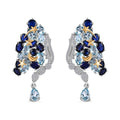 GP Trionfo Kollektion Himmelblauer Topas, Masoala Saphir (Fissure gefüllt) Ohrringe 925 Silber Rhodiniert und 750 Gelbgold Vermeil ca. 19.83 ct