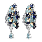 GP Trionfo Kollektion Himmelblauer Topas, Masoala Saphir (Fissure gefüllt) Ohrringe 925 Silber Rhodiniert und 750 Gelbgold Vermeil ca. 19.83 ct