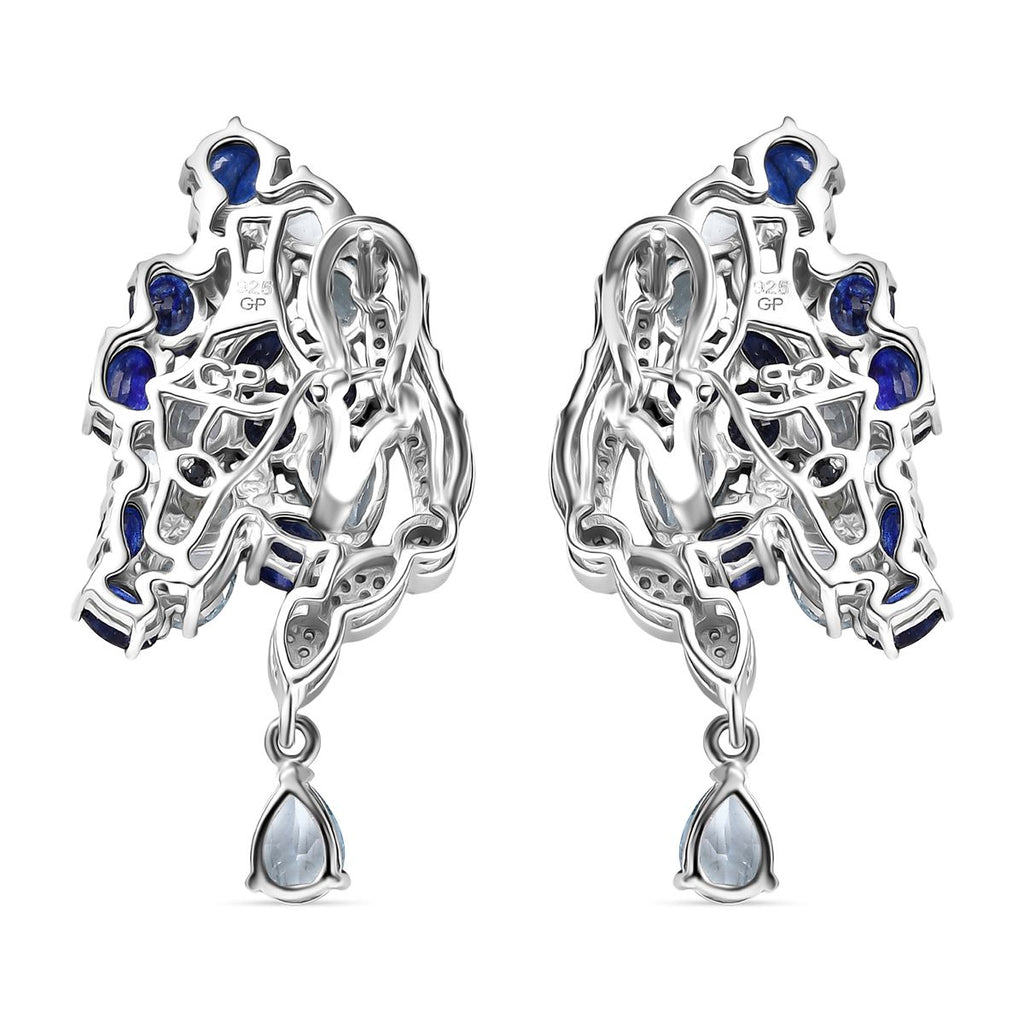 GP Trionfo Kollektion Himmelblauer Topas, Masoala Saphir (Fissure gefüllt) Ohrringe 925 Silber Rhodiniert und 750 Gelbgold Vermeil ca. 19.83 ct