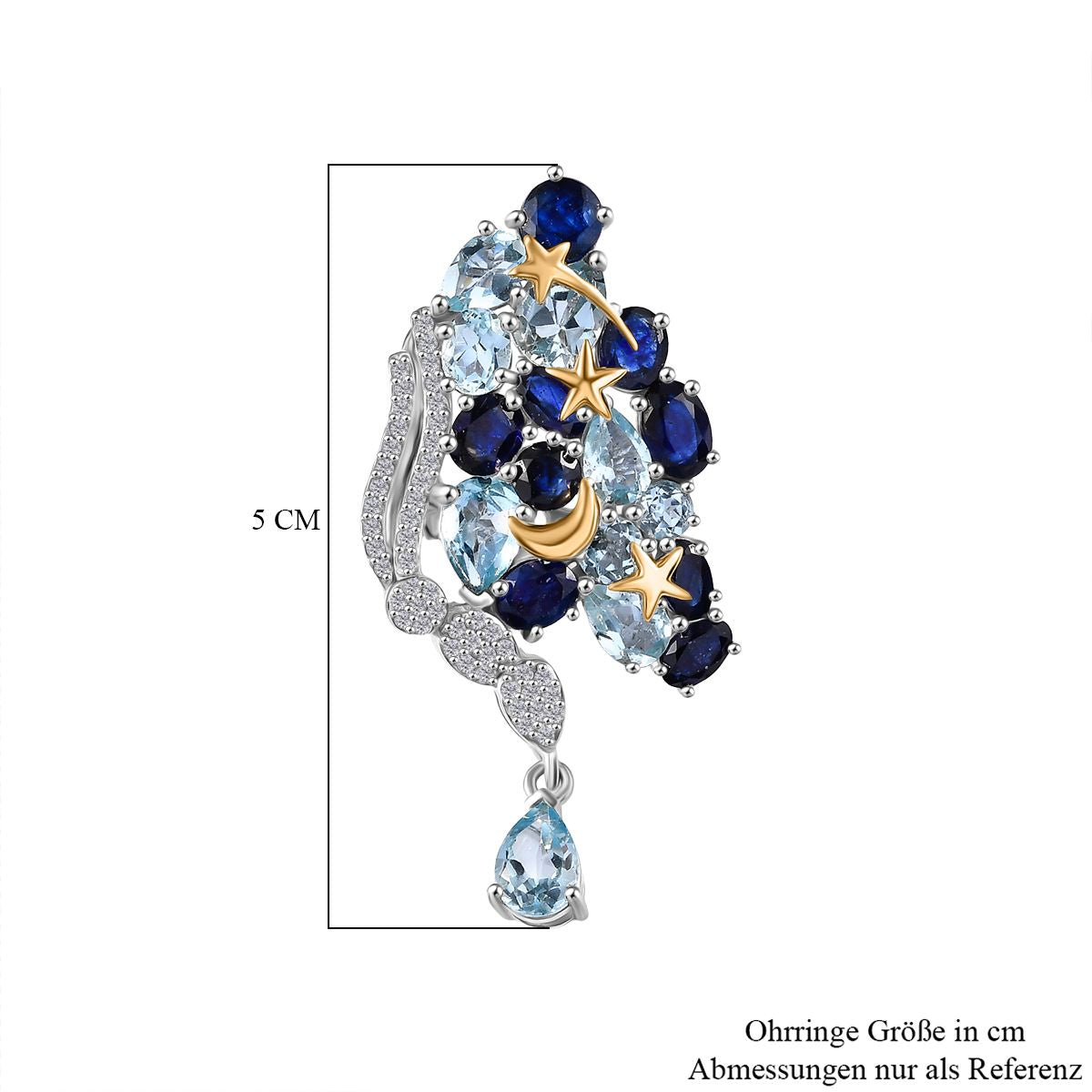 GP Trionfo Kollektion Himmelblauer Topas, Masoala Saphir (Fissure gefüllt) Ohrringe 925 Silber Rhodiniert und 750 Gelbgold Vermeil ca. 19.83 ct