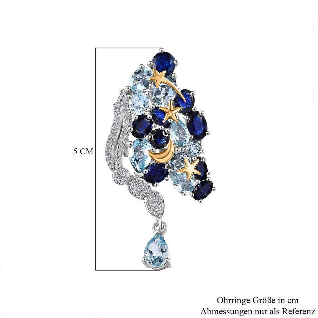 GP Trionfo Kollektion Himmelblauer Topas, Masoala Saphir (Fissure gefüllt) Ohrringe 925 Silber Rhodiniert und 750 Gelbgold Vermeil ca. 19.83 ct