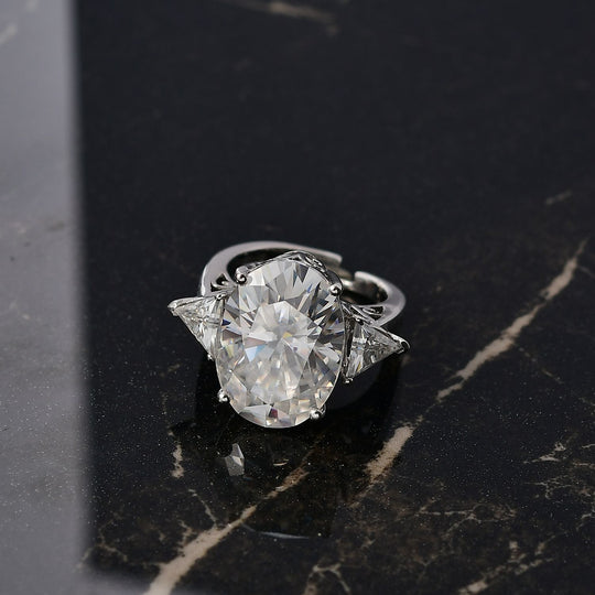 D'Joy Moissanit Ring 925 Silber rhodiniert (Größe 21.00) ca. 13,79 ct