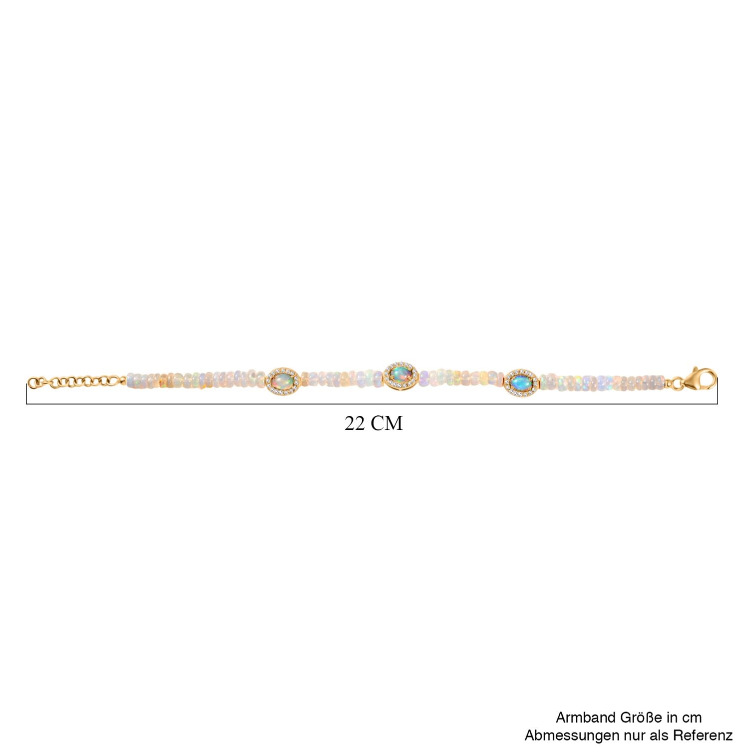 D'Joy AA Natürlicher, äthiopischer Welo Opal Armband ca. 19 cm 925 Silber 750 Gelbgold Vermeil ca. 22.85 ct