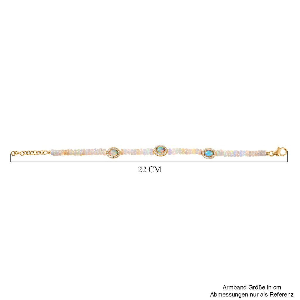 D'Joy AA Natürlicher, äthiopischer Welo Opal Armband ca. 19 cm 925 Silber 750 Gelbgold Vermeil ca. 22.85 ct