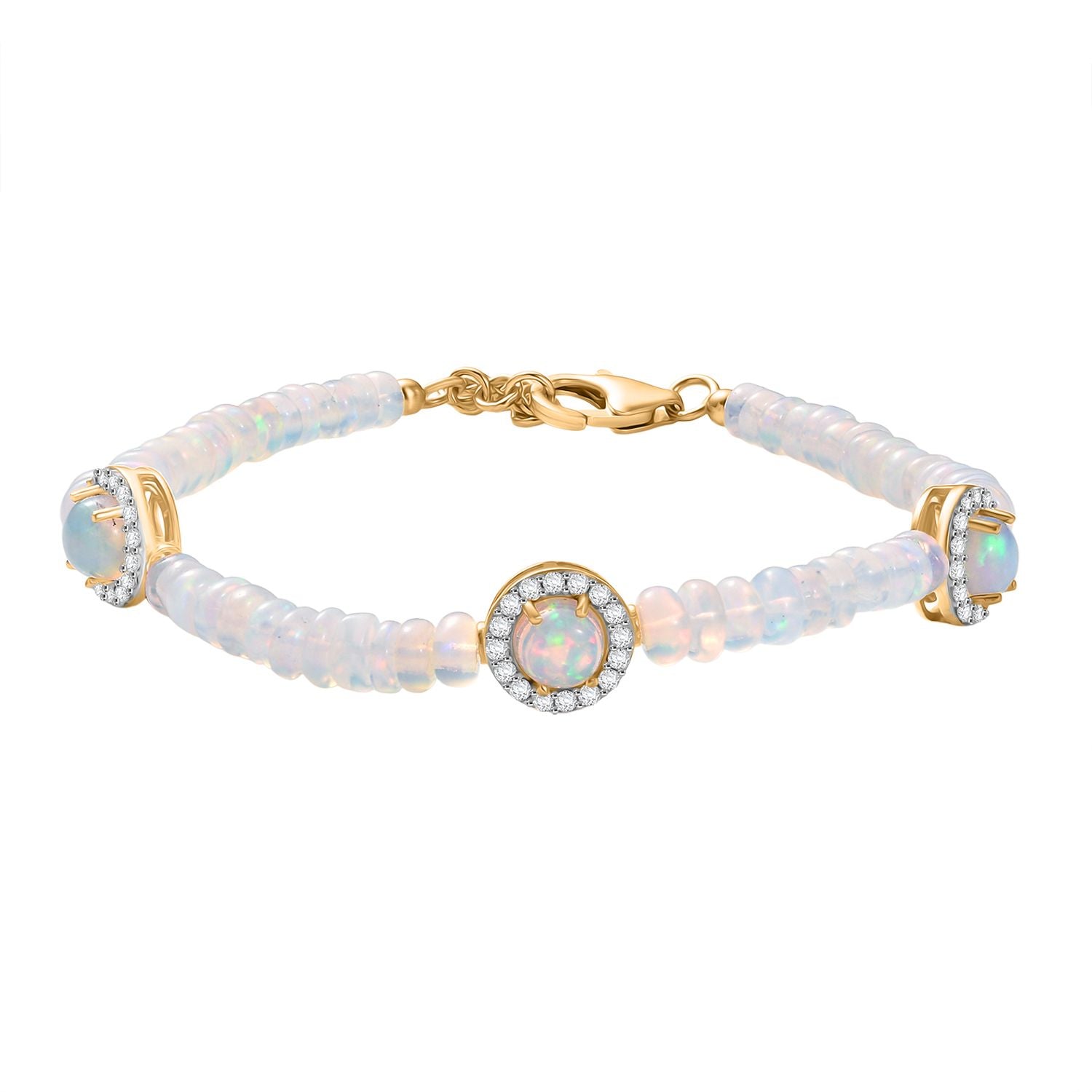 D'Joy AA Natürlicher, äthiopischer Welo Opal Armband ca. 19 cm 925 Silber 750 Gelbgold Vermeil ca. 22.94 ct