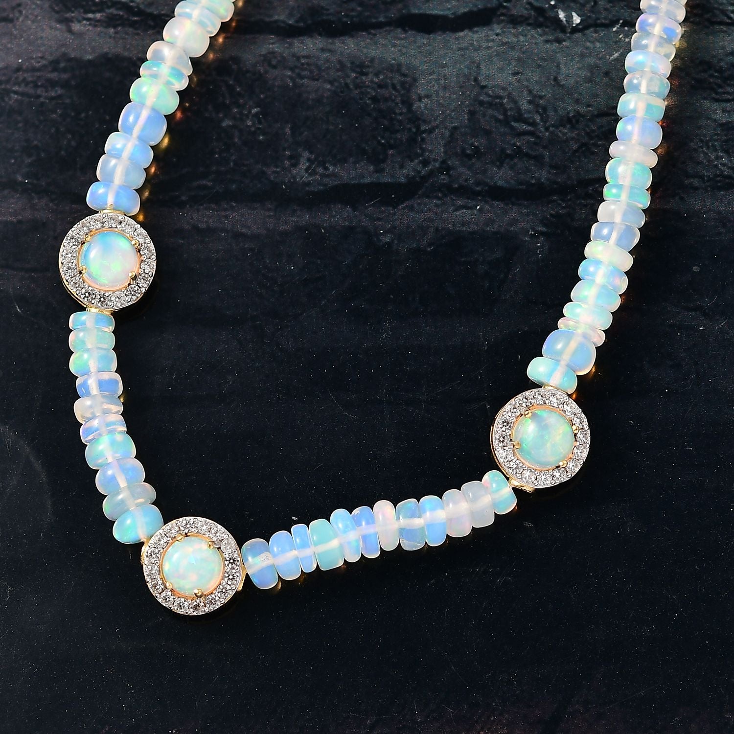D'Joy AA Natürlicher, äthiopischer Welo Opal Armband ca. 19 cm 925 Silber 750 Gelbgold Vermeil ca. 22.94 ct