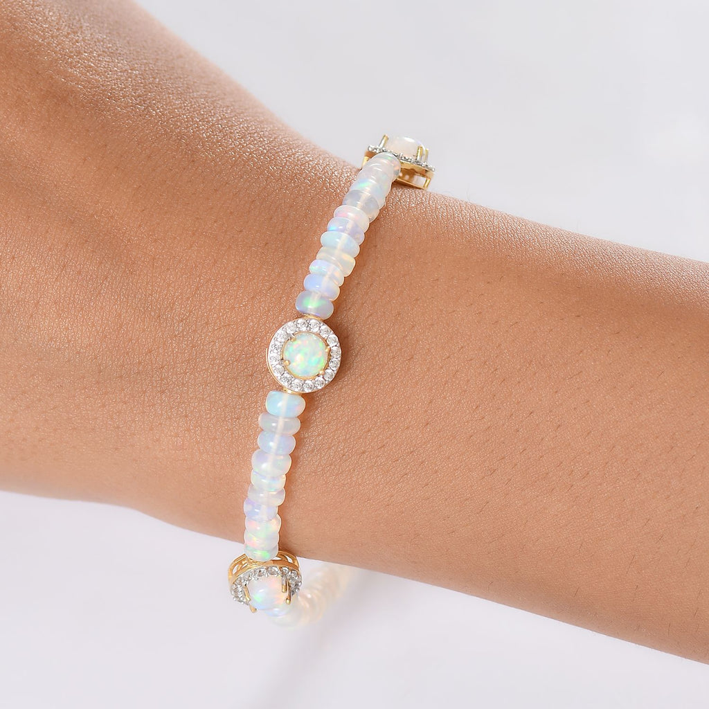 D'Joy AA Natürlicher, äthiopischer Welo Opal Armband ca. 19 cm 925 Silber 750 Gelbgold Vermeil ca. 22.94 ct