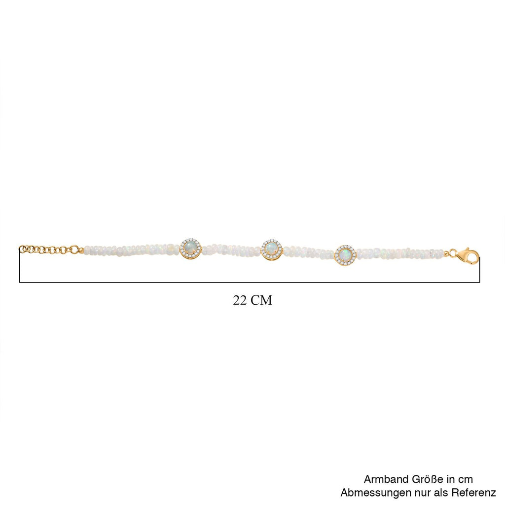 D'Joy AA Natürlicher, äthiopischer Welo Opal Armband ca. 19 cm 925 Silber 750 Gelbgold Vermeil ca. 22.94 ct