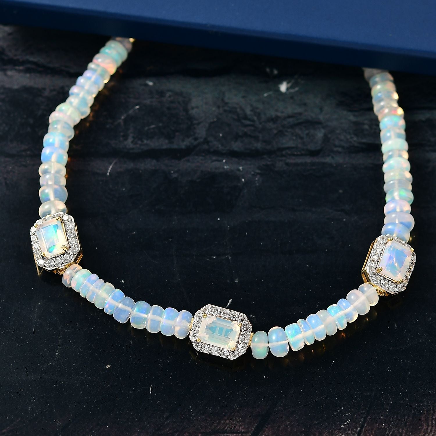 D'Joy AA Natürlicher, äthiopischer Welo Opal Armband ca. 19 cm 925 Silber 750 Gelbgold Vermeil ca. 23.12 ct