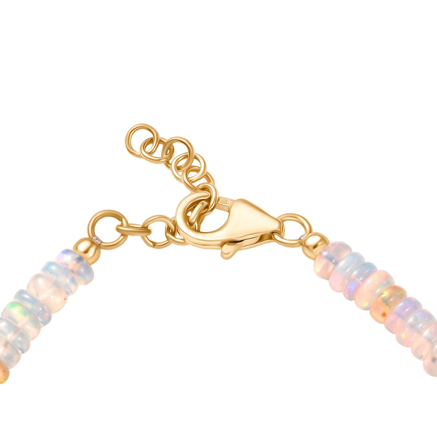 D'Joy AA Natürlicher, äthiopischer Welo Opal Armband ca. 19 cm 925 Silber 750 Gelbgold Vermeil ca. 23.12 ct