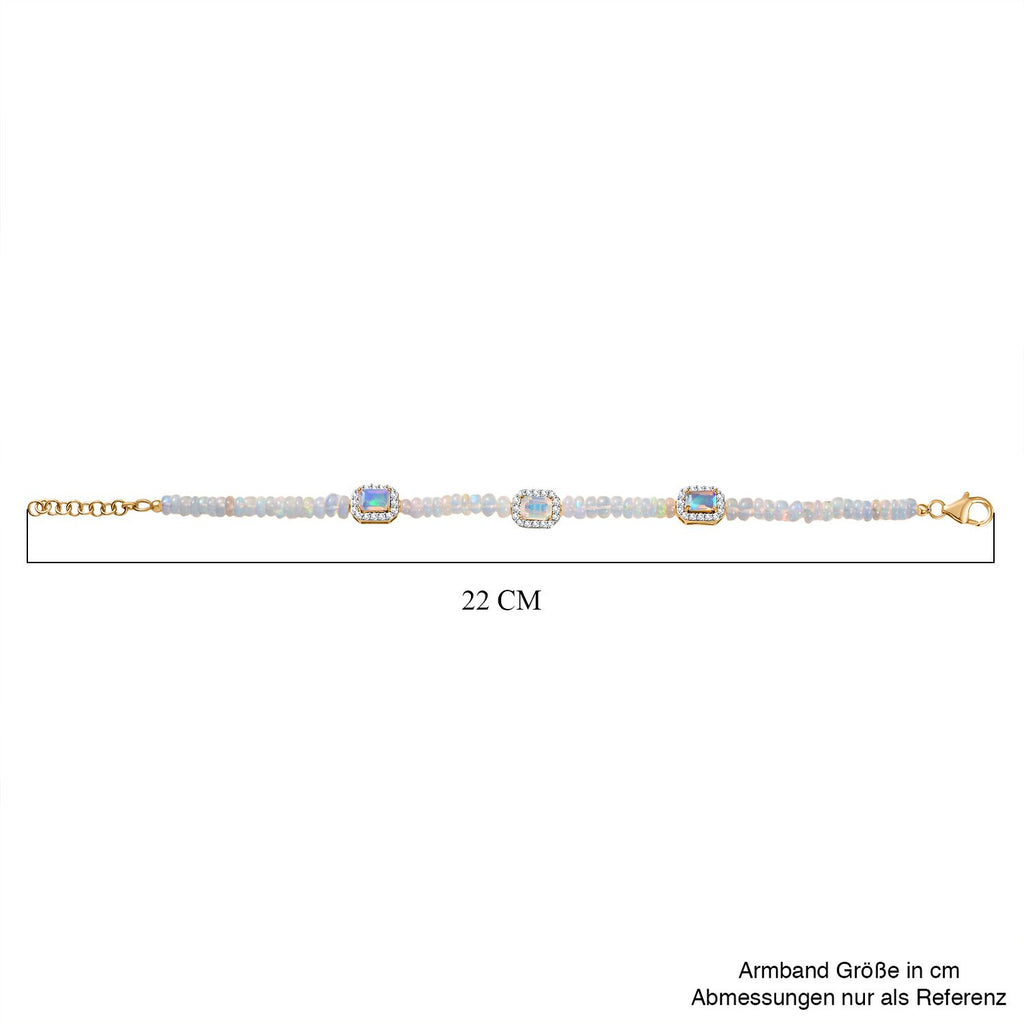 D'Joy AA Natürlicher, äthiopischer Welo Opal Armband ca. 19 cm 925 Silber 750 Gelbgold Vermeil ca. 23.12 ct