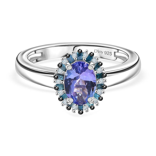 D'Joy Tansanit, Weißer Zirkon Ring 925 Silber rhodiniert (Größe 21.00) ca. 0,88 ct