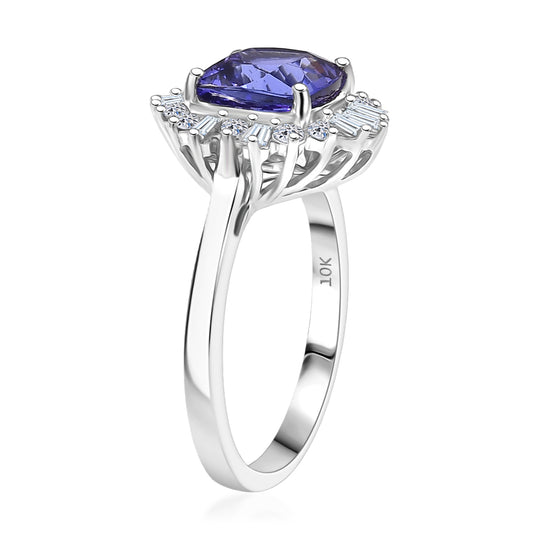LUXURIANT  (10-16 Werktage Lieferzeit)  2,56 ct. AA Tansanit und Labor Diamant Ring in 417 Weißgold