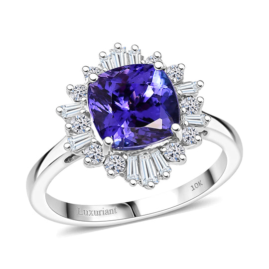 LUXURIANT  (10-16 Werktage Lieferzeit)  2,56 ct. AA Tansanit und Labor Diamant Ring in 417 Weißgold