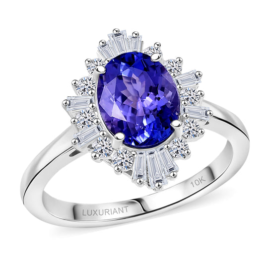 LUXURIANT  (10-16 Werktage Lieferzeit)  2,51 ct. AA Tansanit und Labor Diamant Ring in 417 Weißgold