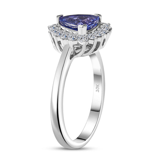 Luxuriant - AAA Tansanit, Lab Grown Diamant AGI zertifiziert Ring 417 Gold (Größe 17.00) ca. 1.53 ct