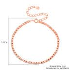 LUSTRO STELLA - Weißer Zirkonia Armband ca. 15.25 cm mit 5 cm extender, 925 Silber rosévergoldet