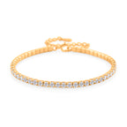 LUSTRO STELLA - Weißer Zirkonia Armband ca. 15.25 cm mit 5 cm extender, 925 Silber vergoldet