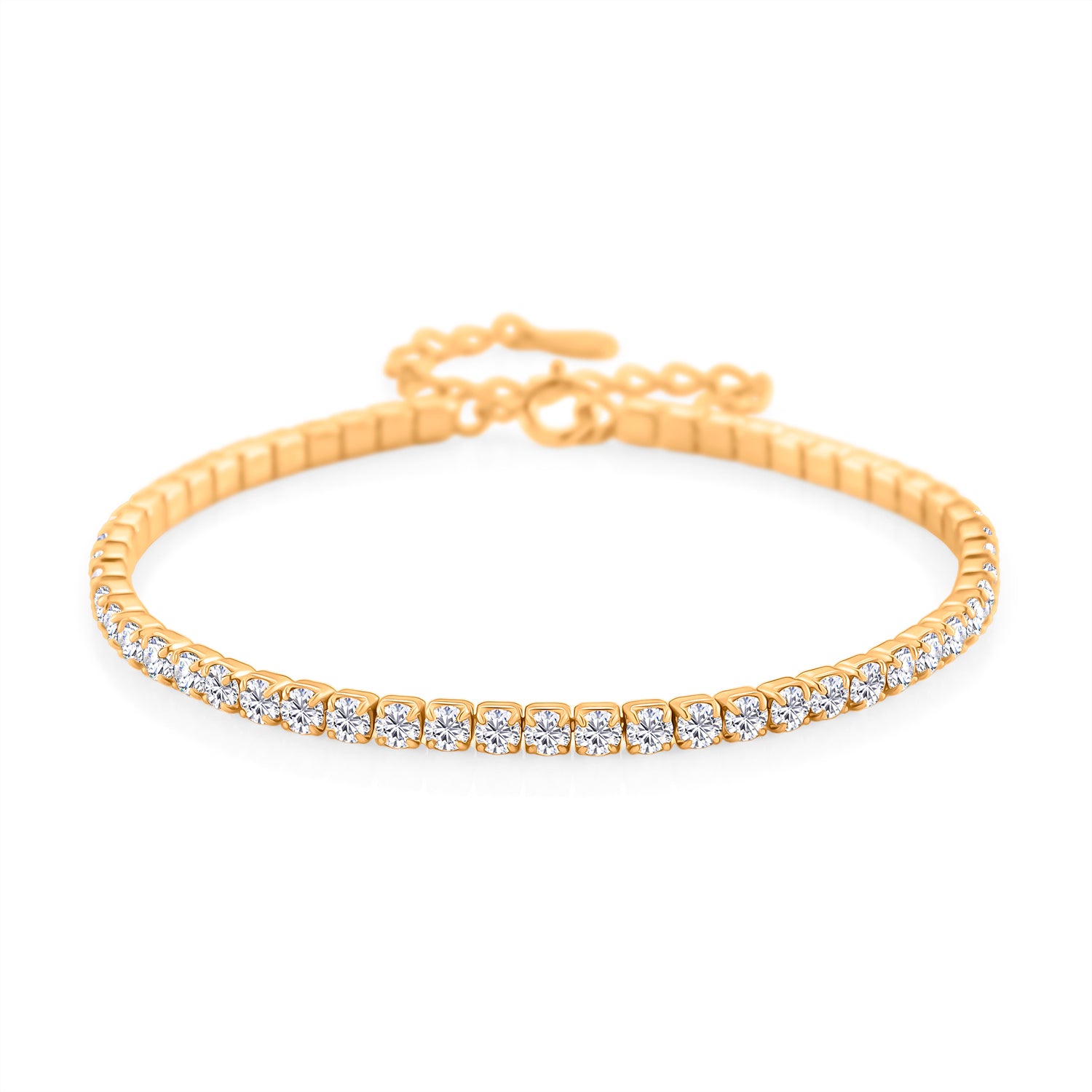 LUSTRO STELLA - Weißer Zirkonia Armband ca. 15.25 cm mit 5 cm extender, 925 Silber vergoldet