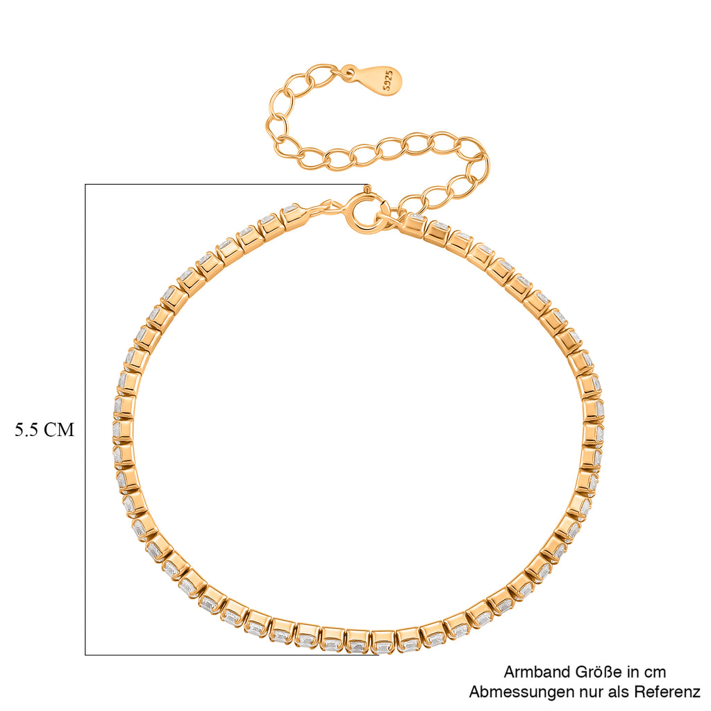 LUSTRO STELLA - Weißer Zirkonia Armband ca. 15.25 cm mit 5 cm extender, 925 Silber vergoldet