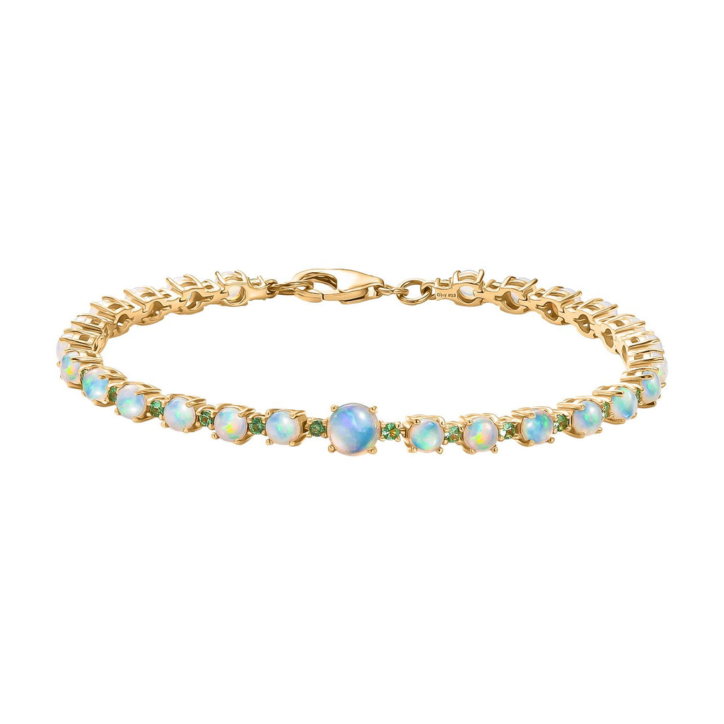 D'Joy AA Natürlicher, äthiopischer Welo Opal Armband ca. 19 cm 925 Silber 750 Gelbgold Vermeil ca. 5.95 ct
