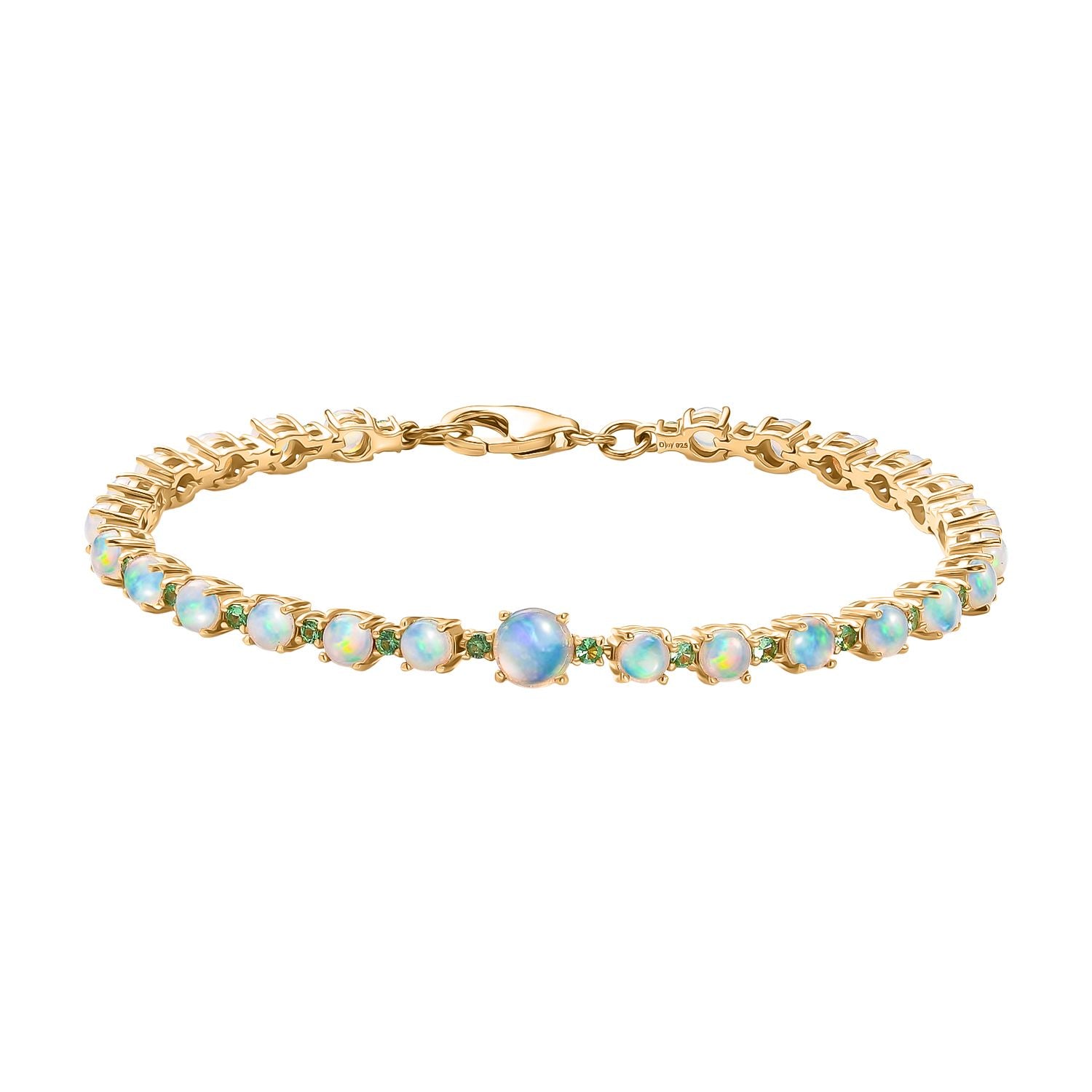 D'Joy AA Natürlicher, äthiopischer Welo Opal Armband ca. 19 cm 925 Silber 750 Gelbgold Vermeil ca. 5.95 ct