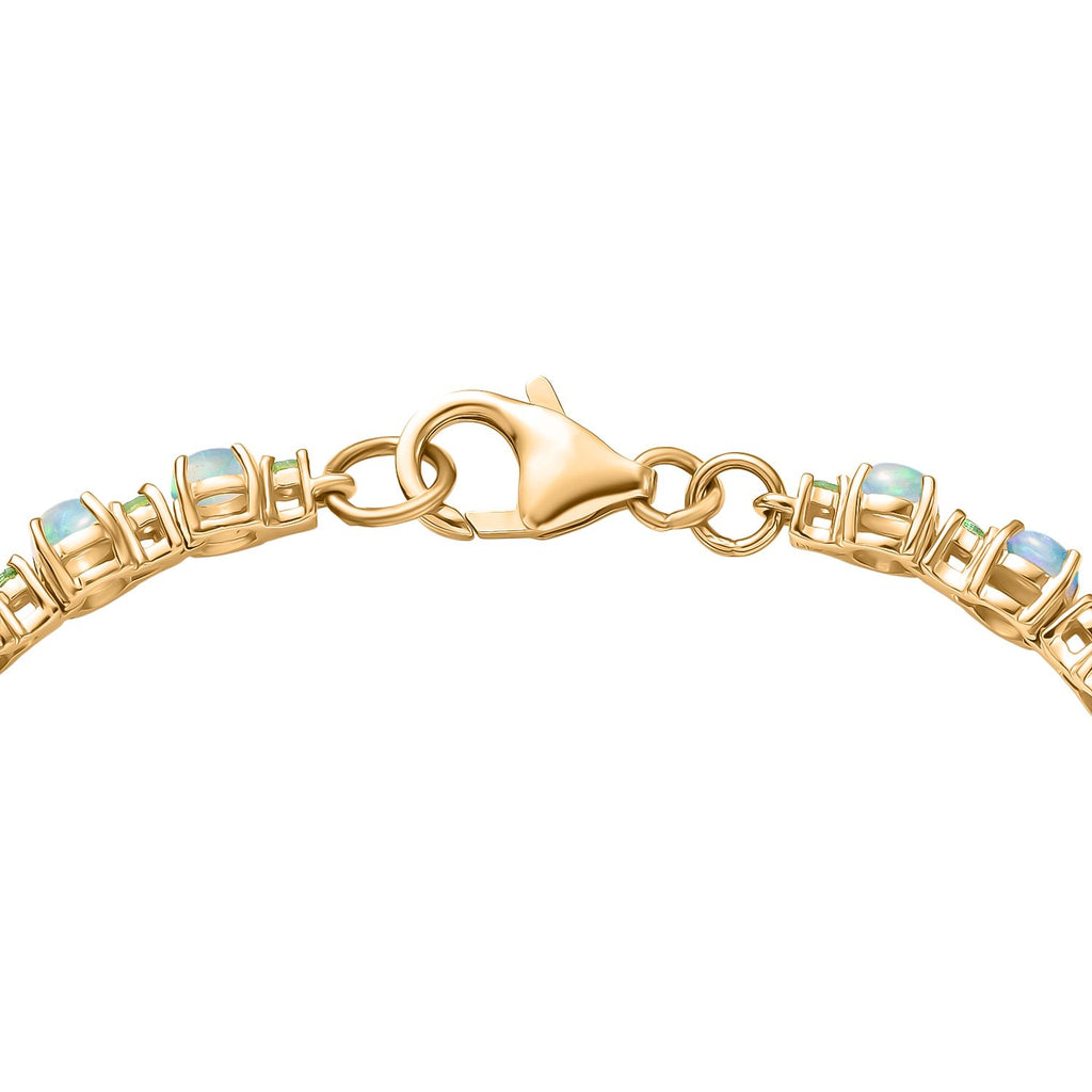 D'Joy AA Natürlicher, äthiopischer Welo Opal Armband ca. 19 cm 925 Silber 750 Gelbgold Vermeil ca. 5.95 ct