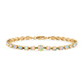 D'Joy AA Natürlicher, äthiopischer Welo Opal, Tsavorit Granat Armband ca. 20 cm 925 Silber 750 Gelbgold Vermeil ca. 6.38 ct