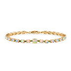 D'Joy AA Natürlicher, äthiopischer Welo Opal, Tsavorit Granat Armband ca. 20 cm 925 Silber 750 Gelbgold Vermeil ca. 6.38 ct
