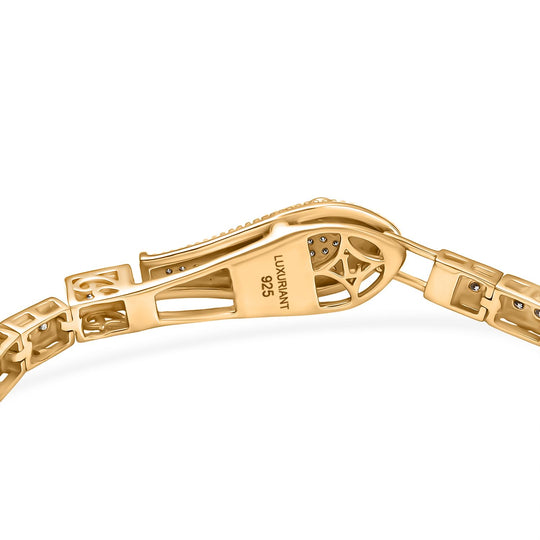 LUXURIANT DIAMOND - Lab Grown Diamant SI-GH, Lab Grown Blauer Diamant SGL zertifiziert Armband ca. 20 cm 925 Silber 750 Gelbgold Vermeil ca. 2.00 ct